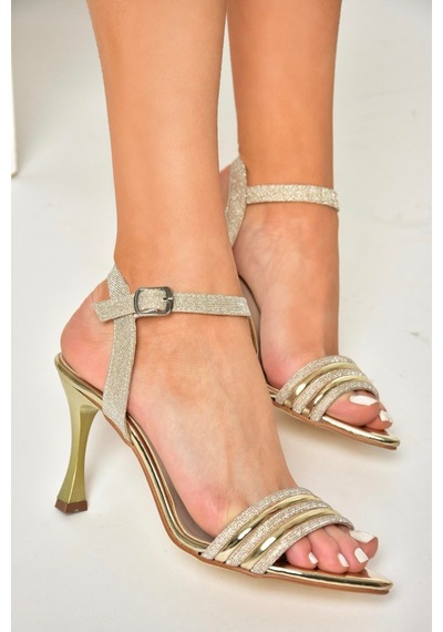 Fox Shoes U312206314 Altın Sim İnce Topuklu Kadın Ayakkabı Altın