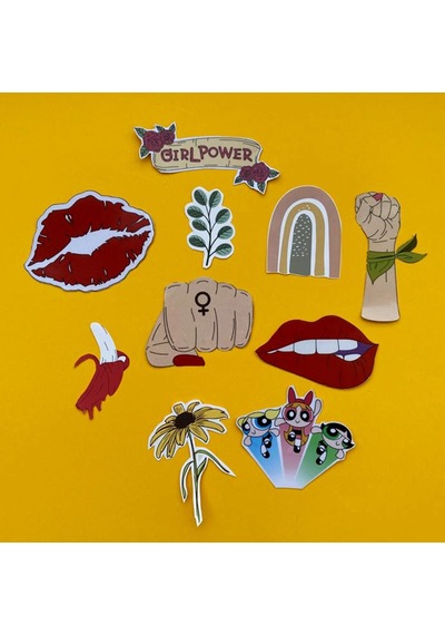 Kadın Feminist Tasarımlı Karışık Renkli 10'lu Stickers Çıkartma