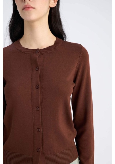 DeFacto Regular Fit Bisiklet Yaka Basic Düz Triko Hırka D6282AX25SPBN311 Kahve DeFacto Regular Fit Bisiklet Yaka Basic Düz Triko Hırka D6282AX25SPBN311 Kahve