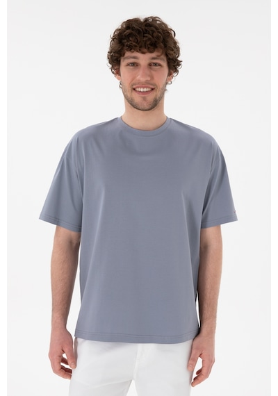 U.S. Polo Assn. Erkek Comfort Fit Bisiklet Yaka Mavi Merserize Basic Tişört 50313089-VR036