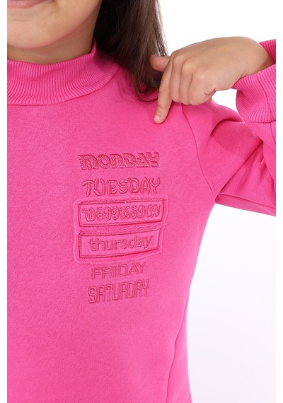 Toontoy Kids Toontoy Kız Çocuk Nakışlı Sweatshirt Fuşya
