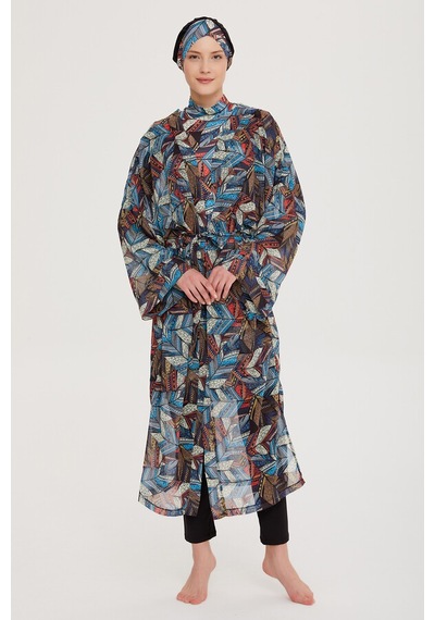 Remsa Mayo Remsa Tesettür Mayo Üzerine Tek Kaftan Kimono Pareo Rp008 Tülay Siyah