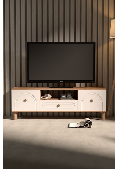 Bohem Tv Ünitesi 150 Cm N Çizgili Mdf Kapak Altın