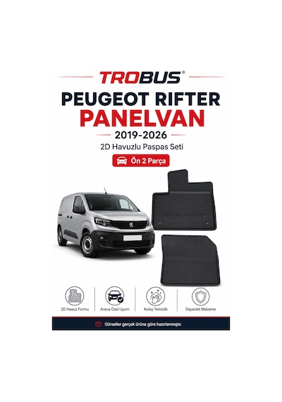 Trobus Peugeot Rifter Panelvan 2019 Ve Sonrası Eat8 2d Havuzlu Paspas 2 Parça