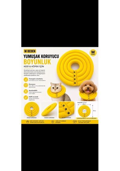 M Beden Kedi Ve Köpek Koruyucu Boyunluk Yumuşak Ayarlanabilir Ameliyat Sonrası Koruma Tasması Elizabeth Yakalığı