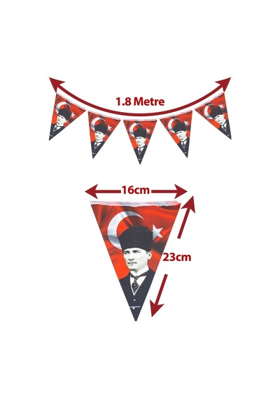 3lü Flama Set 23 Nisan Flama, Atatürk Baskılı, Türk Bayrağı Baskılı Bayrak Kağıt 19 Mayıs Süs