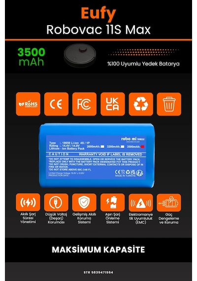 Eufy Robovac 11s Max 3500mah Robot Süpürge Bataryası