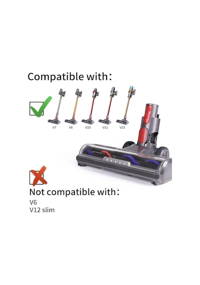 Dyson V7 V10 V11 V15 Uyumlu Kıl Fırça Başlığı Led Işıklı