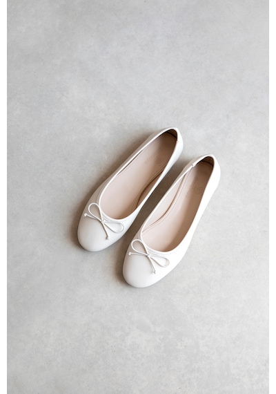 Wolk Shoes Lily Kadın Fiyonk Detay Deri Babet Bej