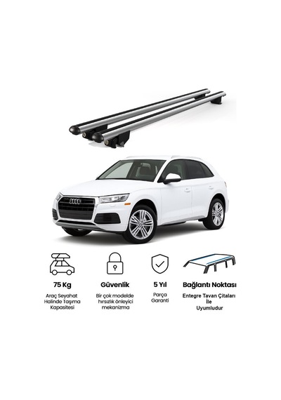 Kanca Audi Q5 2017 Ve Sonrası Uyumlu Gri Kilitli Ara Atkı 120cm Port Bagaj Tavan Barı