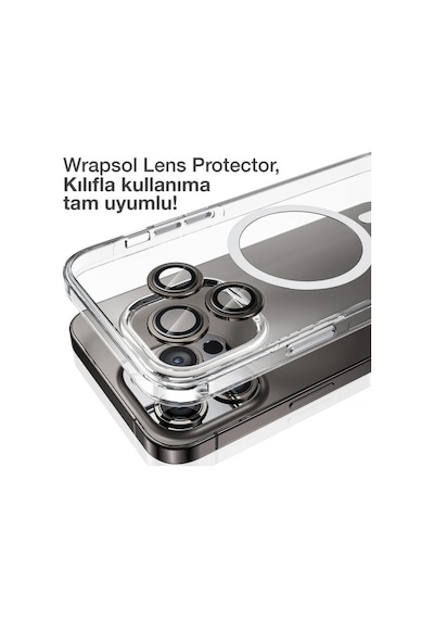 Apple Uyumlu iPhone 15 Pro Kamera Lens Koruyucu Siyah Titanyum Kolay Uygulama Aparatlı