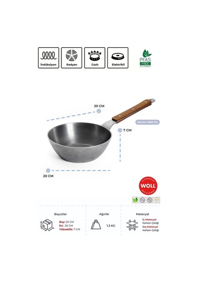 Woll Carbon Steel Sote Tavası 20 Cm Gümüş