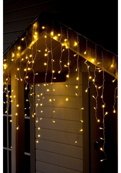 4 Metre 8 Fonksiyonlu Perde Led 96 Ledli 50x60x70cm Saçaklı Kablolu Fişli Sarı