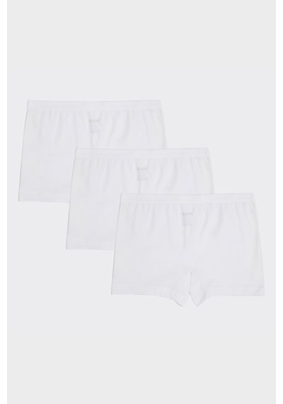 Panço Kız Çocuk Beyaz 3'lü Boxer Set - İç Giyim