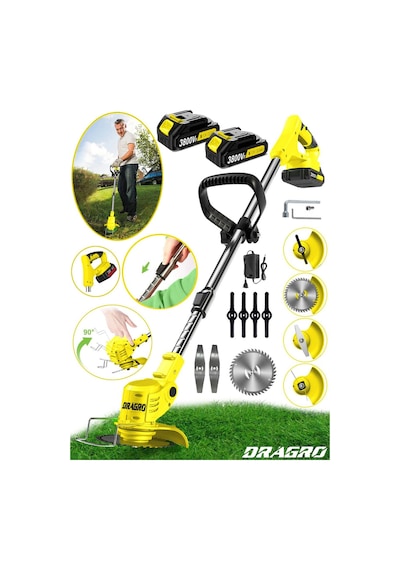 Dragro Alman DRGM3800 Eco Pro 2 Akülü S 3800 VF 20 AH Teleskopik Uzatmalı Çim Biçme Makinesi