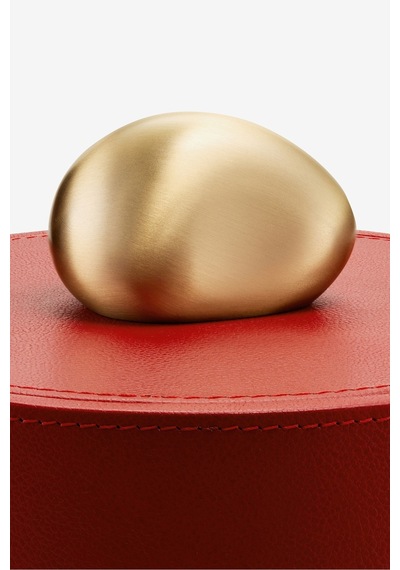 Tall Pebble Trinket Box, Kırmızı Deri Süs Kutusu
