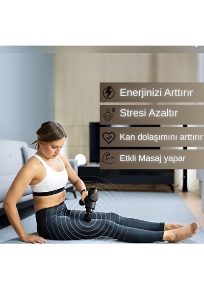 Şarjlı Masaj Tabancası, 4 Başlıklı Masaj Aleti Tp-1030 - Pembe