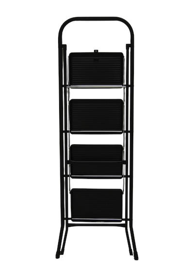 4 Basamaklı Metal Merdiven Hardy Siyah 1.48 Metre Katlanır