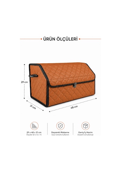 Kapitone Deri Bagaj Organizeri Katlanabilir Çok Bölmeli Oto Bagaj Düzenleyici Çanta