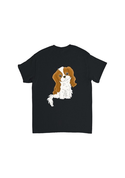 Paybuy Çocuk Cocker Spaniel Baskılı Tişört %100 Pamuk Kısa Kollu Yuvarla Siyah