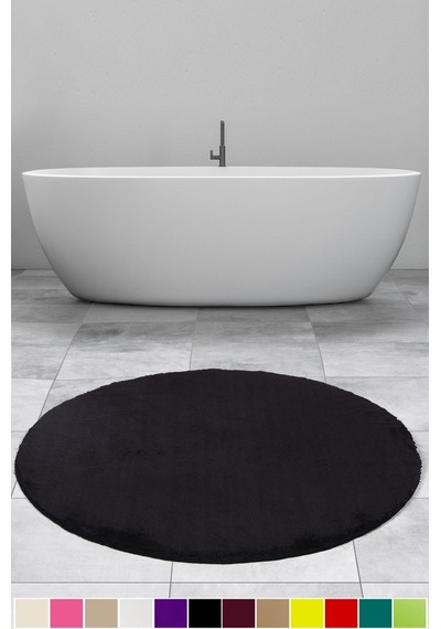 Bonny Home Elite Siyah 120x120 Cm Yuvarlak Peluş Banyo Halısı Siyah