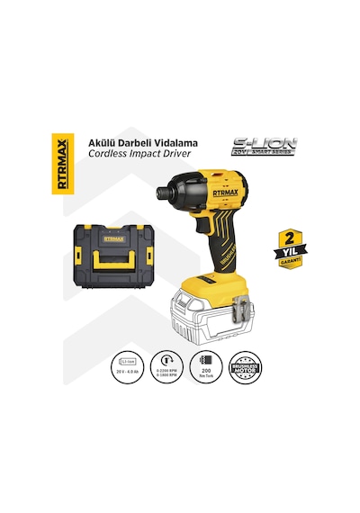 Rtrmax RTS5020B Şarjlı Torklu Vidalama Makinası Kömürsüz 200 Nm - Akü Hariç