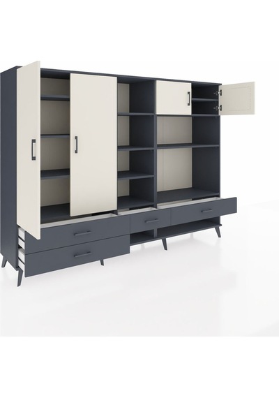 Hyperion Dolap 12 Raflı 4 Çekmeceli 4 Kapaklı 220x44x163 Antrasit Antrasit-aytaşı/antrasit Hyperion Dolap 12 Raflı 4 Çekmeceli 4 Kapaklı 220x44x163 Antrasit Antrasit-aytaşı/antrasit