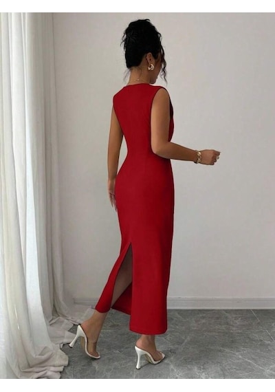 Buğrahayalin Kadın Kısa Kollu Hakim Yakalı Çiçek Aksesuar Detaylı Kısa Ithal Krep Elbise Kırmızı Buğrahayalin Kadın Kısa Kollu Hakim Yakalı Çiçek Aksesuar Detaylı Kısa Ithal Krep Elbise Kırmızı
