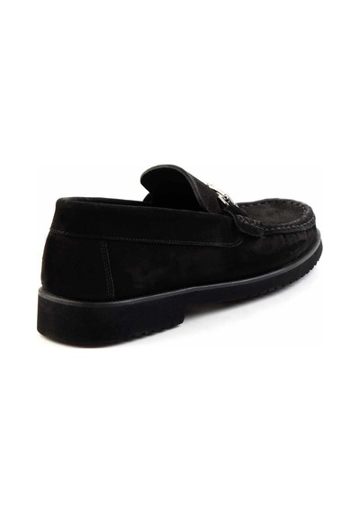 Bambi Siyah Hakiki Deri Erkek Loafer Ayakkabı E01194031501 Siyah