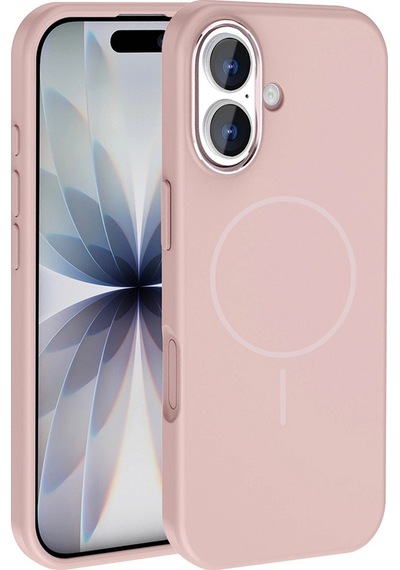 Apple Uyumlu iPad iPhone 17 Kılıf M-safe Şarj Özellikli Metal Kamera Çerçeveli Zore Edi Silikon Kapak Rose Gold