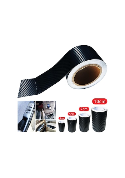 Kendinden Yapışkanlı Araba Folyosu Siyah Karbon Fiber Çıkartma Araba Kapısı Kenar Koruması Deko Standart