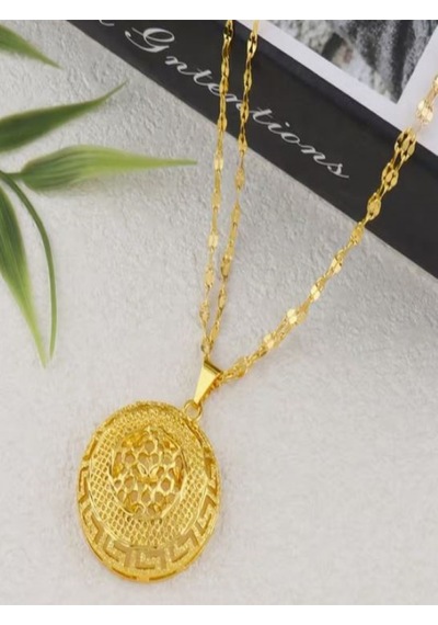 24k Altın Kaplama Etnik Kolye Ve Küpe Takı Seti Altın