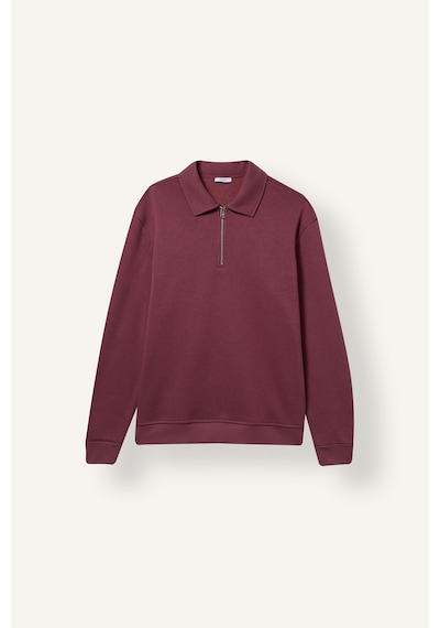 Defacto Pamuklu Regular Fıt Polo Yaka Kalın Kumaş Basic Sweatshirt H1833ax26aubr364 Bordo-br364