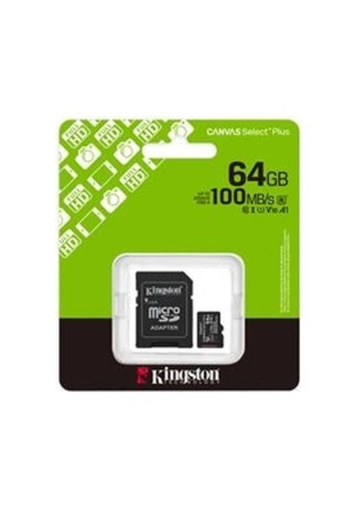 Kingston Sdcs3-64gb 64gb Microsdxc Canvas Select Plus Gen3 100mb-s A1 Card + Adapter Hafıza Kartı K