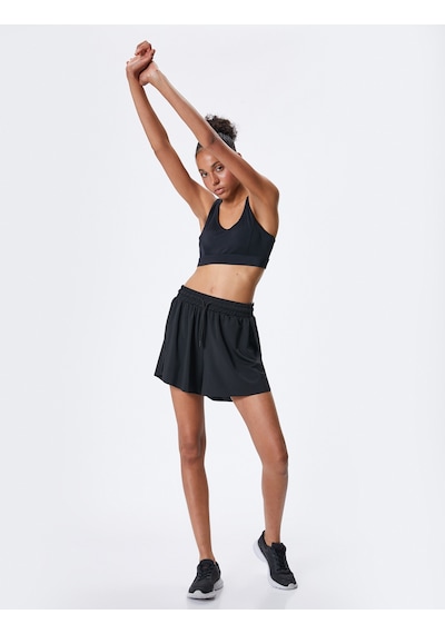 Koton Sporcu Sütyeni U Yaka Kaplı Tül Detaylı Slim Fit Siyah 4sak30048nk Siyah