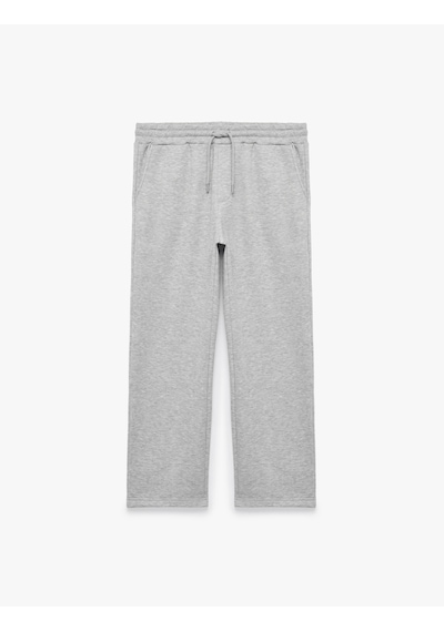 Koton Straight Fit Cepli Şardonlu Beli Lastikli Kışlık Eşofman Altı Gri 7wam40002mk