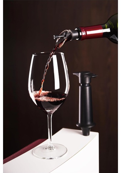 Vacu Vin 6504606 Şişe Ağzı Kilitli 2'li Set, Plastik, Siyah, 3 X 3 X 8 Cm