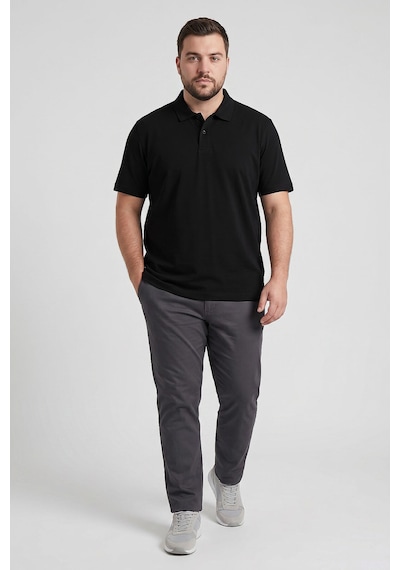 Tommy Life Siyah Polo Yaka Büyük Beden Battal Erkek T-shirt - 88511