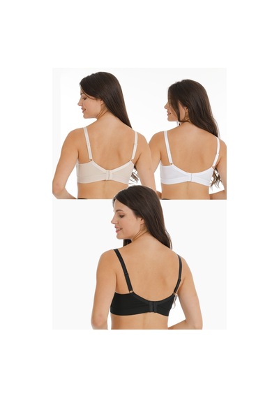 Parlingerie 3lü Hamile Emzirme Sütyeni Dantelli Kapsız Siyah-beyaz-ten Siyah - Beyaz - Ten