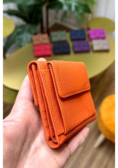 Lily Turuncu Hakiki Deri Kadın Cüzdan Kibar Şık Ve Kullanışlı Turuncu