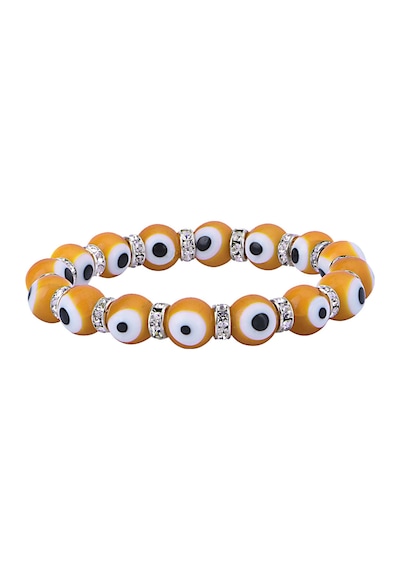 Stretch 10 Mm Sarı Renk Nazar Boncuklu Kristal Taşlı Rondela Bileklik Diğer