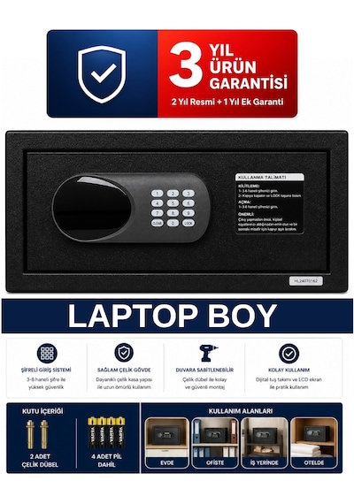 Elektronik Şifreli Para Çelik Ve Laptop Tipi Ev-ış-ofis-otel Tipi Şifreli Çelik Kasa Bf802-m