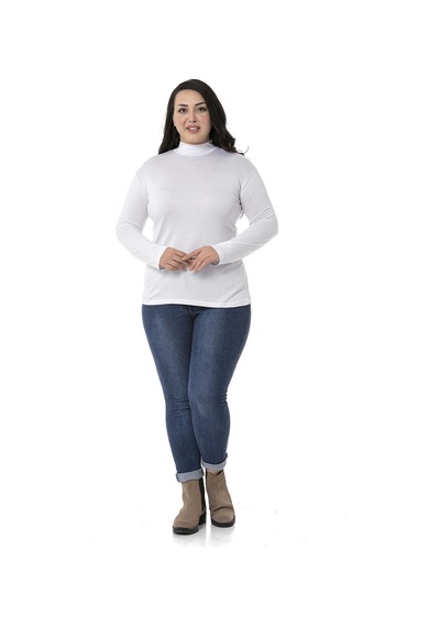 Disentis Büyük Beden Yarım Balıkçı Uzun Kollu Viskon Beyaz Body-beyaz Beyaz