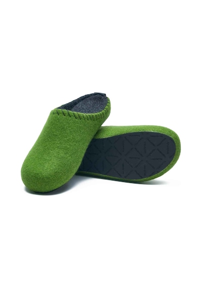 Comfortfusse Pine - Kadın Ortopedik Yün Keçe Sabo Ev Terliği Yeşil Yün