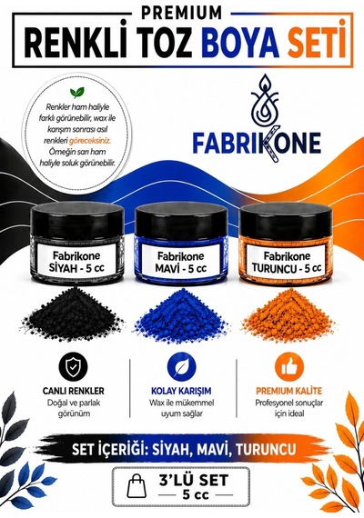 3'lü Set Premium Parafin Soya Wax Toz Mum Boyası Hobi Seti - 5 Cc Siyah, Mavi, Turuncu Bkfab3smt5g Karışık