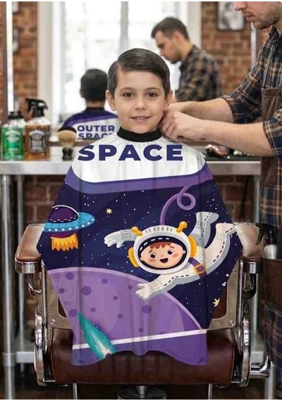 Smp Berber Saç Kesim Penuarı Çocuk Penuarı, Dijital Desenli, Kuaför Önlüğü, Renk Atmaz, Standart Beden,