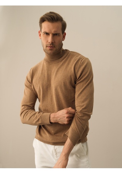 Xint Camel Dokulu Pamuk Dokulu Regular Fit Kazak 801737