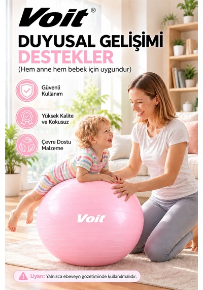 65 cm Pilates Topu Pompa Dahil Fitness ve Denge Egzersiz Topu Pembe