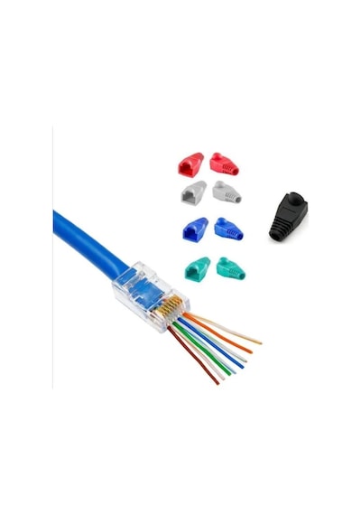 100 Adet Yeni Nesil Rj45 Jak Konnektör + 100 Adet Rj45 Cover