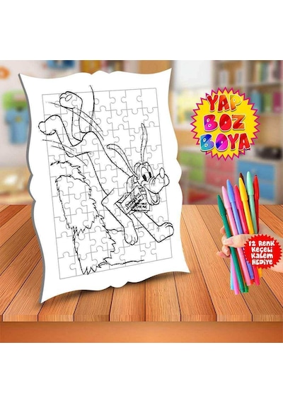 Samandan Atlayan Köpek Çocuk Boyama Puzzle Tablo-65-by
